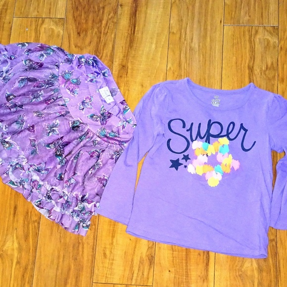 TCP Old Navy skirt short set purple flower girl 4 - Picture 3 of 4